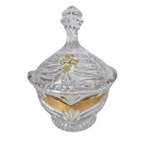 Vtg Anne Hutte Bleikristall Crystal Candy Dish Trinket Jar Lidded Germany